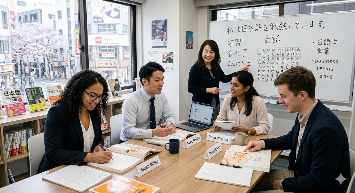 Students practising Japanese conversation